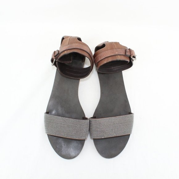 Brunello Cucinelli Brown Embellished Sandals - Picture 6 of 11